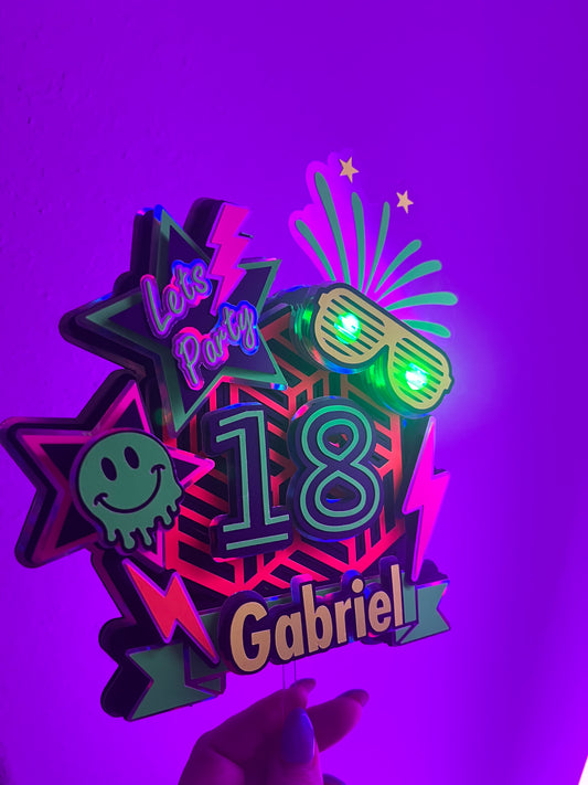 Glow Party Cake Topper Glow Birthday Party Neon Birthday Euphoria Birthday Party