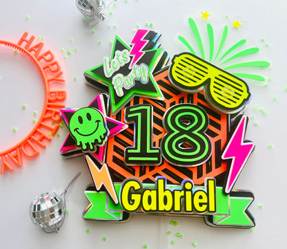 Glow Party Cake Topper Glow Birthday Party Neon Birthday Euphoria Birthday Party
