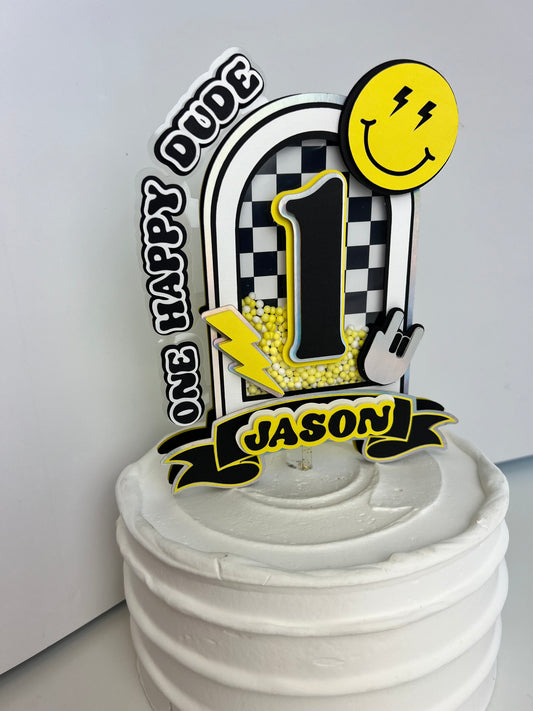 One Cool Dude Cake Topper One Happy Dude Birthday