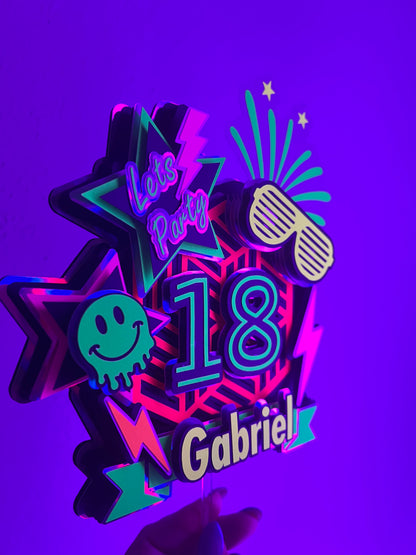 Glow Party Cake Topper Glow Birthday Party Neon Birthday Euphoria Birthday Party