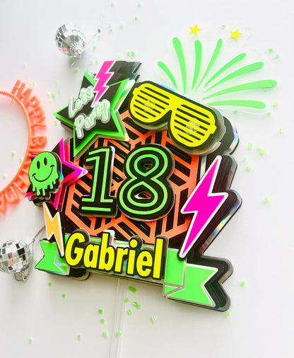 Glow Party Cake Topper Glow Birthday Party Neon Birthday Euphoria Birthday Party