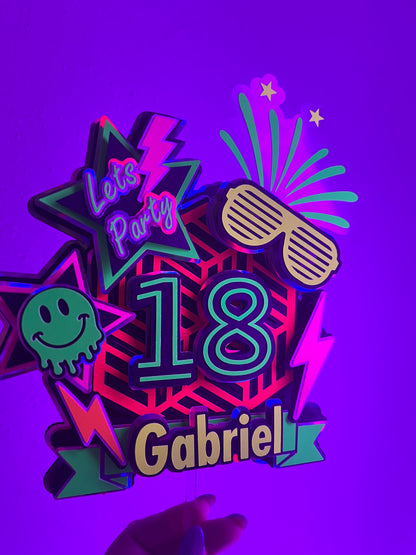 Glow Party Cake Topper Glow Birthday Party Neon Birthday Euphoria Birthday Party
