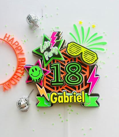 Glow Party Cake Topper Glow Birthday Party Neon Birthday Euphoria Birthday Party